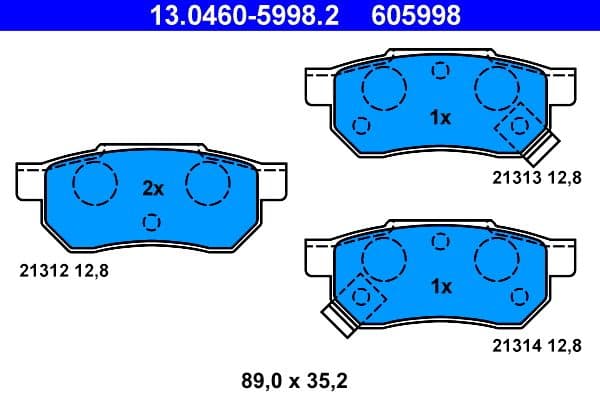 Remblokken set Achter , past: FORD MAVERICK  HONDA ACCORD III, CITY IV, CIVIC III, CIVIC IV, CIVIC V, CIVIC VI, CONCERTO, CRX II, CRX III, JAZZ II, PRELUDE III  MG ZR 1.1-2.7D 10.84-10.08