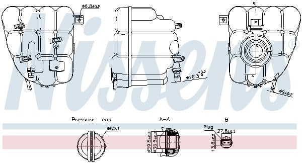 Koelvloeistof expansievat (met niveausensor) past: PORSCHE CAYENNE  VW TOUAREG 01.10-12.18