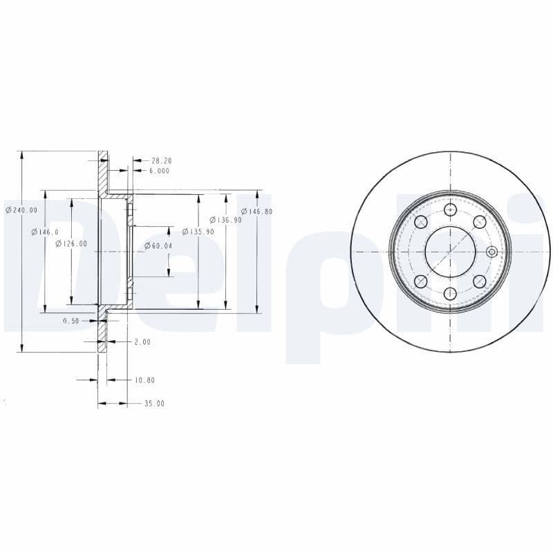 Remschijf set (2 stuks) Voor Links/Rechts past: OPEL CORSA B, CORSA C 1.0/1.2/1.4 03.93-12.09