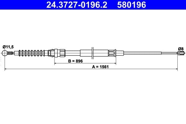 Handremkabel Achter Links/Rechts (1561mm) past: VW TOURAN 1.2-2.0D 02.03-05.15