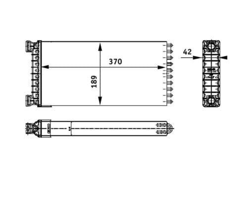Verwarming (370x189x42mm) past: DAF CF, CF 85, XF 105, XF 106  MAN E2000, TGA, TGL I, TGM I, TGS I, TGX I D0834LFL40-PX-7231 04.00-