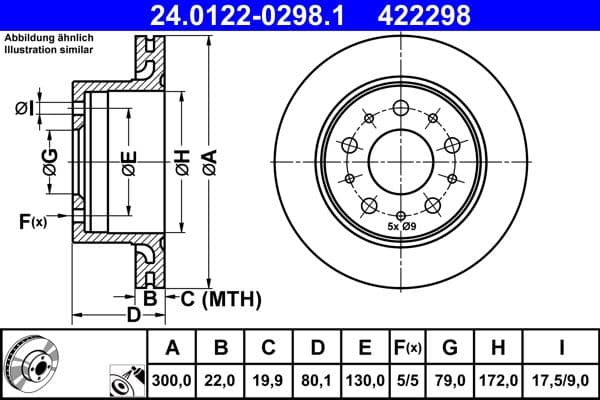 Brake disc Achter Links/Rechts past: CITROEN JUMPER III  FIAT DUCATO  OPEL MOVANO C  PEUGEOT BOXER 2.0D-Electric 04.06-