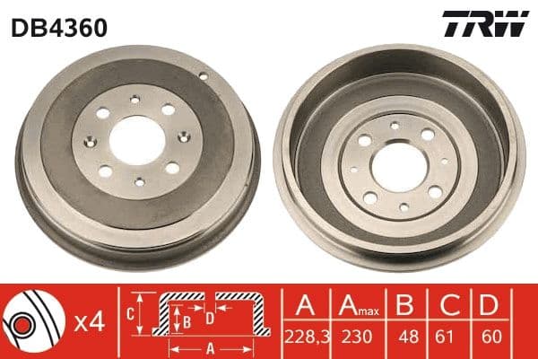 Brake drum Achter past: FIAT GRANDE PUNTO, PUNTO, PUNTO EVO  OPEL ADAM, CORSA D, CORSA E 0.9-1.4LPG 06.05-