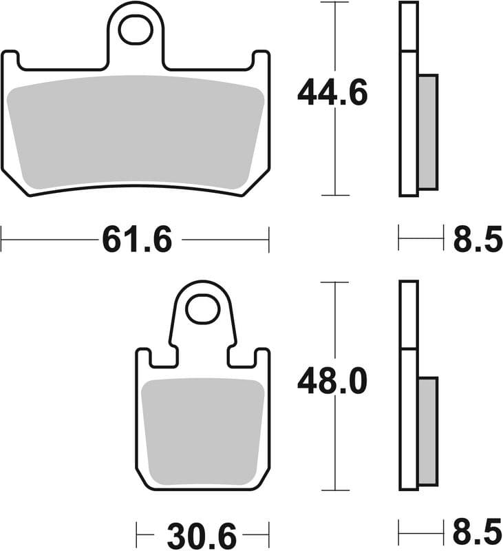 Brake pads Voor, beoogd gebruik: racing/route, materiaal: sinter-SR, 44,6/48x61,6x8,5mm past: YAMAHA YZF-R1 1000 2007-2007