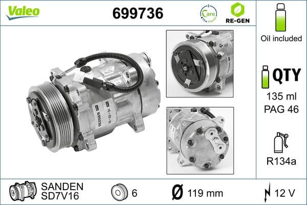 Airconditioning compressor (gereviseerd) past: CITROEN BERLINGO, C5 I, EVASION, JUMPER I, JUMPER II, JUMPY I, XANTIA, XM, XSARA, XSARA PICASSO  FIAT DUCATO, SCUDO, ULYSSE 1.0-2.8D 06.87-12.15