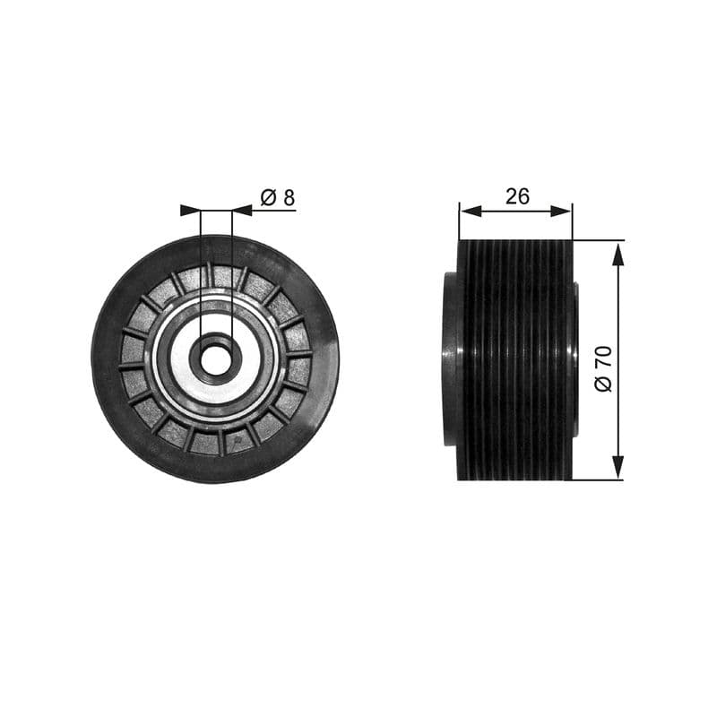 Deflection/Guide Pulley, V-ribbed belt