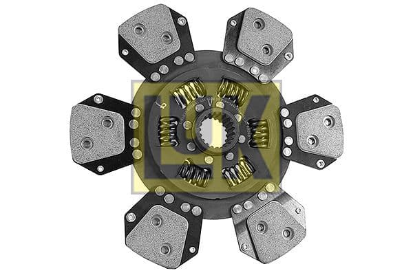 Koppelingsplaat/plaat keramiek (310mm  aantal peddels: 6) past: DEUTZ FAHR 5090 D ECOLINE, 5090.4 D ECOLINE, 4.75, 4.75 E, 410, 80 PROFILINE, 410 ECOLINE, 410 KEYLINE  HUERLIMANN 75.4, 75.4 E