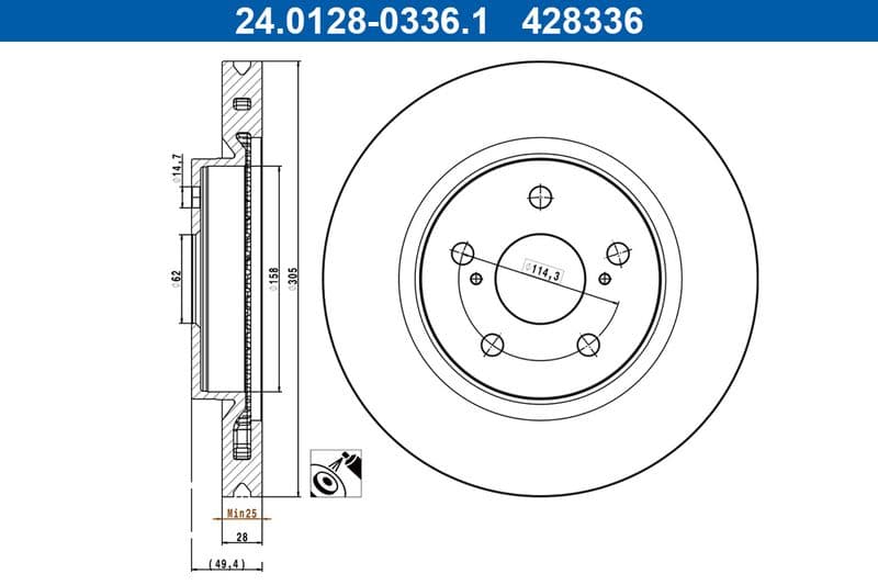 Brake disc Voor Links/Rechts past: LEXUS ES, UX  TOYOTA CAMRY, COROLLA CROSS, PRIUS, RAV 4 V 1.8H-Electric 08.17-
