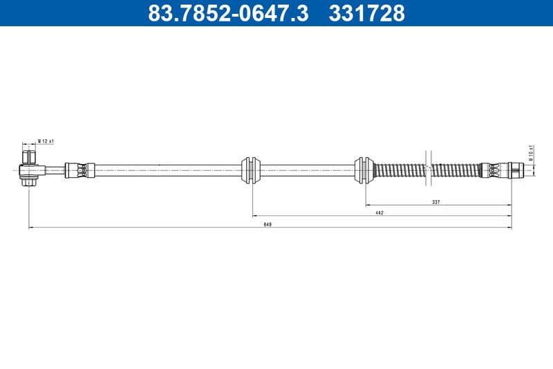 Remleiding/slang flexibel Voor (lengte 649mm, M10x1) past: MERCEDES G (W463) 2.9D/4.0 01.18-