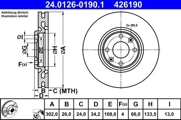 Brake disc Voor Links/Rechts past: DS DS 3 / DS 3, DS 4, DS 5  CITROEN C4, C4 I, C4 II, C4 III, DS4, DS5  PEUGEOT 2008 II, 208, 208 I, 208 II, 3008 I, 308, 308 I, 5008, 5008 I 1.0-Electric 11.04-