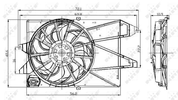 Radiatorventilator (met huisvesting) past: FORD MONDEO III 1.8/2.0 10.00-03.07