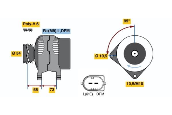 Dynamo (14V, 150A, gereviseerd) past: BMW 3 (E46), 5 (E39), X3 (E83), X5 (E53)  LAND ROVER FREELANDER I 2.0D-3.0D 01.96-08.11