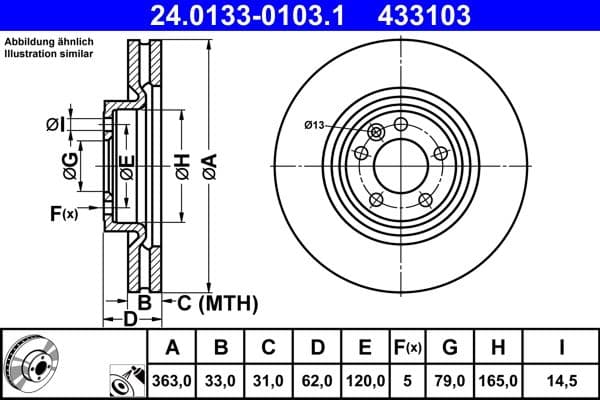 Brake disc Voor Links/Rechts past: LAND ROVER DISCOVERY V, RANGE ROVER IV, RANGE ROVER SPORT II 2.0-5.0 08.12-