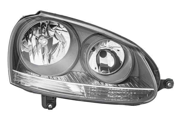 Koplamp Rechts (halogeen, H7/H7/PY21W/W5W, met motor, kleur invoegen: grijs, kleur indicator: transparant) past: VW GOLF V -02.09