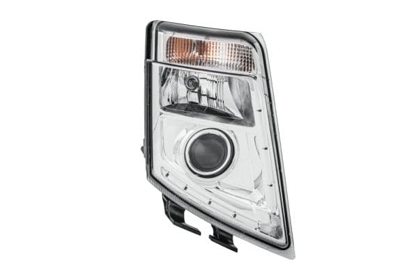 Koplamp Rechts (D2S/H7/LED/PY21W, handleiding, zonder motor, kleur invoegen: verchroomd, kleur indicator: transparant) past: VOLVO FH, FH II, FH16, FM 09.05-