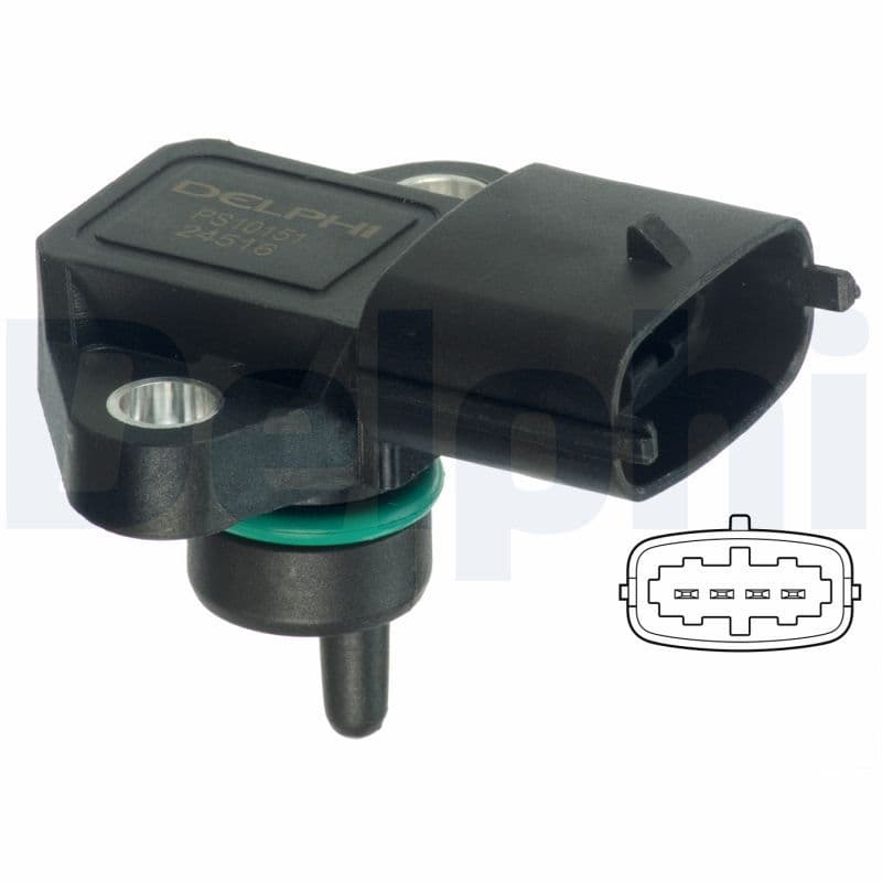 Druksensor in het inlaatspruitstuk (4 pin) past: HYUNDAI GENESIS, H-1, H-1 / STAREX, H100, MATRIX, PORTER, TERRACAN  KIA CERATO I, K2500, PREGIO 1.5D/2.0/2.5D 07.93-