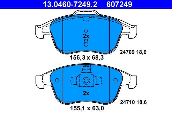 Remblokken set Voor , past: RENAULT CLIO IV, GRAND SCENIC III, LAGUNA, LAGUNA III, LATITUDE, MEGANE, MEGANE III, SCENIC III 1.2-3.5 10.07-