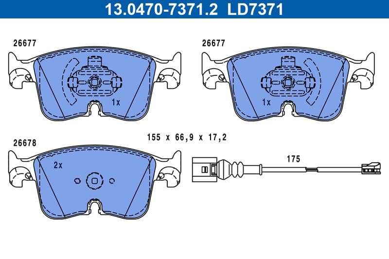 Keramische remblokken Voor , past: AUDI A3, A3 ALLSTREET  CUPRA FORMENTOR, LEON, LEON SPORTSTOURER, TERRAMAR  SEAT LEON, LEON SPORTSTOURER  SKODA OCTAVIA IV, SUPERB IV 1.0-2.0D 07.19-