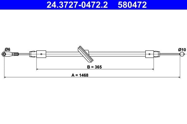 Handremkabel Voor Links/Rechts (1468mm) past: MERCEDES SPRINTER 3,5-T (B906), SPRINTER 3-T (B906), SPRINTER 4,6-T (B906), SPRINTER 5-T (B906) 1.8-3.5 06.06-09.20