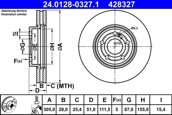 Brake disc Voor Links/Rechts past: MERCEDES A (V177), A (W177), B SPORTS TOURER (W247), CLA (C118), CLA SHOOTING BRAKE (X118), GLA (H247), GLB (X247) 1.3-2.0D 03.18-
