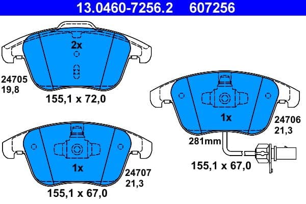 Remblokken set Voor , past: AUDI A4 ALLROAD B8, A4 B8, A5 1.8-3.2 06.07-01.17