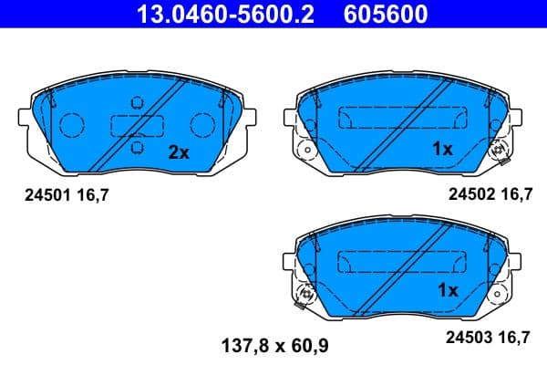 Remblokken set Voor , past: HYUNDAI I40 I, I40 I CW, IX35, SONATA VII, TUCSON  KIA CADENZA I, CADENZA II, CARENS III, OPTIMA, SOUL II, SPORTAGE II, SPORTAGE III, SPORTAGE IV 1.6-3.5 09.04-