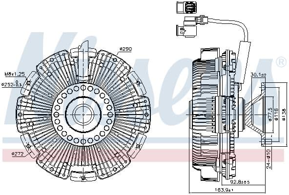 Ventilatorkoppeling (aantal pinnen: 5/6) EURO 6 past: DAF CF, XF 106 MX-11210-PX-7239 10.12-