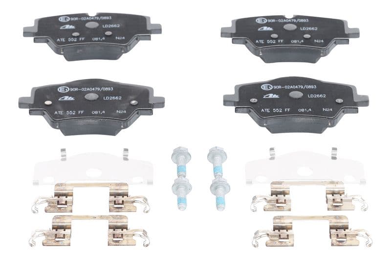 Keramische remblokken Voor (met een dempingskussen  met remklauw geleidingsbouten), past: BMW 2 (U06), X1 (U11), X2 (U10)  MINI CLUBMAN (F54), COUNTRYMAN (F60) 1.5-Electric 11.14-