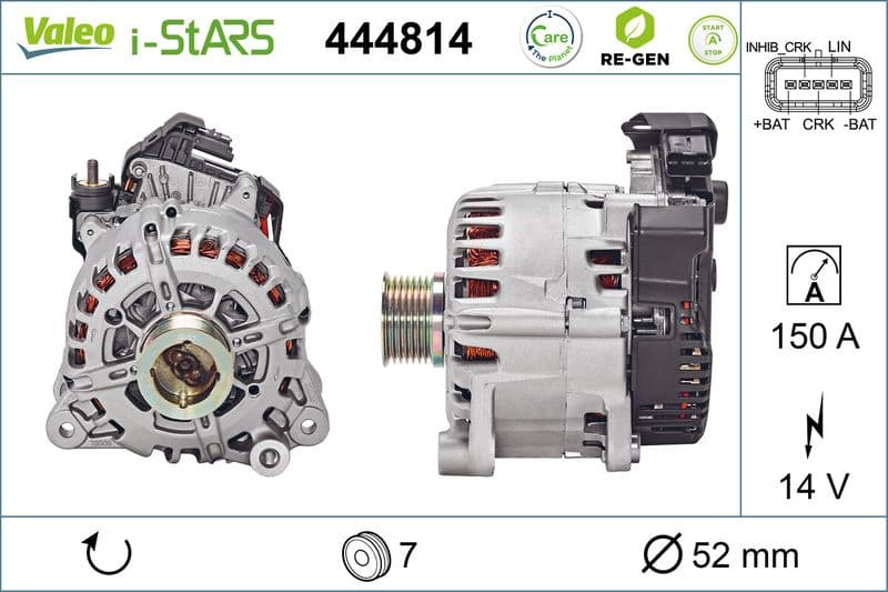 (EN) Starter-alternator, gereviseerd, 14V, 150A, past: NISSAN X-TRAIL II 2.0 03.07-11.13
