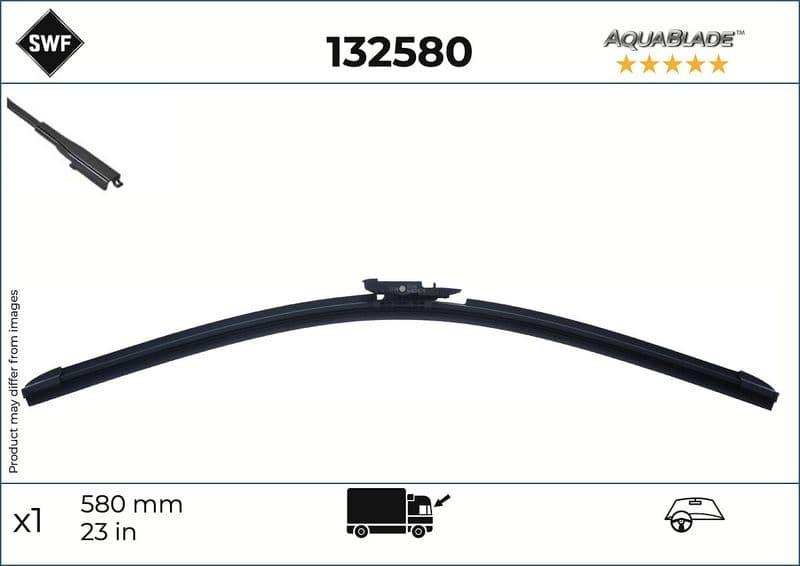 Wisserblad voegloos Voor (1pcs) AquaBlade 580mm past: DAF CF, CF 65, CF 75, CF 85, XF 105, XF 106, XF II 01.01-
