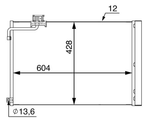 A/C condensator (met droger) past: MERCEDES C (C204), C T-MODEL (S204), C (W204), CLS (C218), CLS SHOOTING BRAKE (X218), E T-MODEL (S212), E (W212), SL (R231), SLK (R172) 5.5-Electric 02.08-