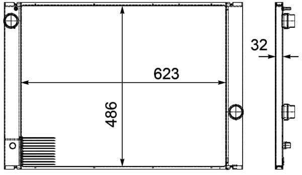 Motorradiator (automatisch) past: BMW 5 (E39), 5 (E60), 5 (E61), 6 (E63), 6 (E64), 7 (E65, E66, E67) 2.0-4.8 09.00-12.10