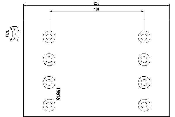 Brake shoe lining Achter (300x200. 1-overmaat, (EN) does not contain rivets) past: SAF 5, KRZ, RZM, SKRS, WRLZM, WRSM, WRZ, WRZM, WZRLZM, Z