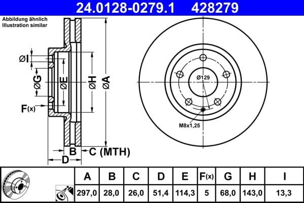 Brake disc Voor Links/Rechts past: MAZDA 6, CX-5, CX-9 2.0/2.2D/2.5 11.11-