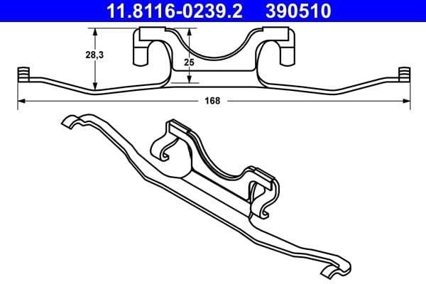 Remblok montagekit achter (1 stuk) past: BMW 5 (E39), X5 (E53) 2.0-4.4 09.95-09.06