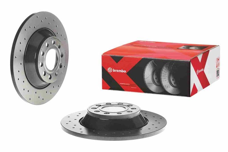Brake disc, BREMBO Xtra, 1pcs, Drilled, Achter   Links/Rechts, buitendiameter 302 mm, dikte 12 mm, past: AUDI A6 C6 2.0-3.2 05.04-08.11