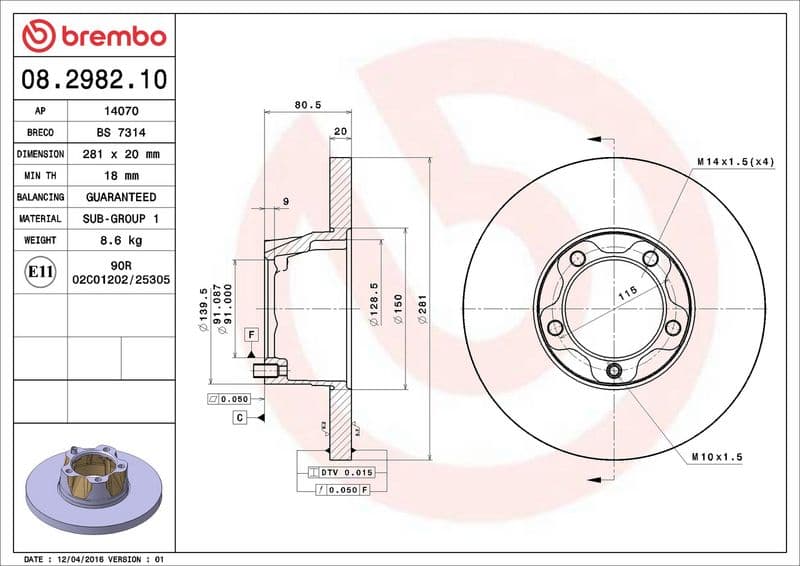 Brake disc Voor Links/Rechts past: VW LT 28-35 I, LT 40-55 I 2.0-2.7D 04.75-06.96