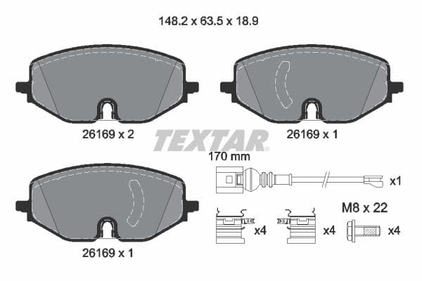 Remblokken set Voor (met remklauw geleidingsbouten), past: AUDI A3, A3 ALLSTREET  CUPRA LEON, LEON SPORTSTOURER  FORD TOURNEO CONNECT V761, TOURNEO CONNECT V761 NADWOZIE WIELKO 1.0-2.0D 07.19-
