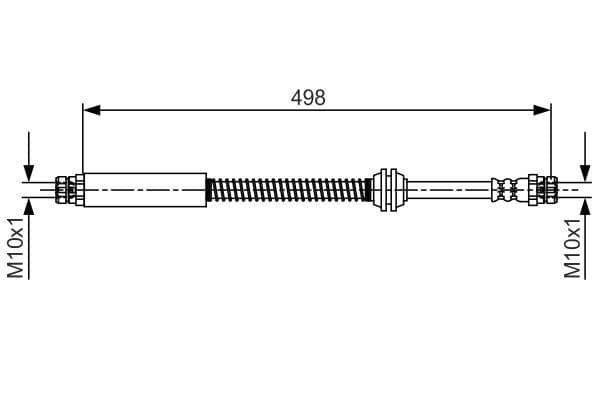 Remleiding/slang flexibel Achter Links/Rechts (lengte 498mm) past: VW CADDY III 1.2-2.0D 03.04-05.15