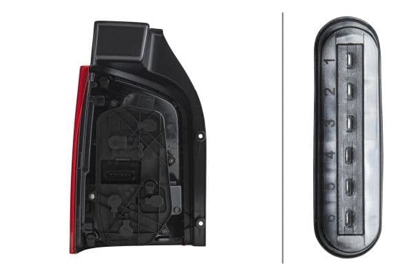 Achterlicht Rechts (P21/5W/P21W/R10W, versie met achterflap) past: VW CALIFORNIA T5 CAMPER, MULTIVAN T5, TRANSPORTER T5 09.09-