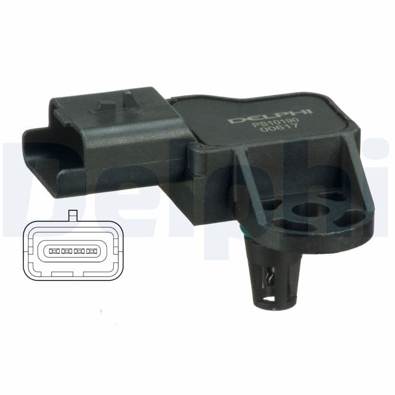 Druksensor in het inlaatspruitstuk (4 pin) past: CITROEN C4 I, C4 II, C4 PICASSO I, C5 III, DS3, DS4, DS5  MINI (R56), (R57), CLUBMAN (R55)  PEUGEOT 207, 3008 I, 308, 308 I, 5008 1.6 02.06-03.17