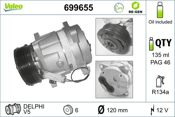 Airconditioning compressor (gereviseerd) past: CITROEN AX, C5 I, XANTIA  PEUGEOT 406 1.4-2.1D 08.91-10.04