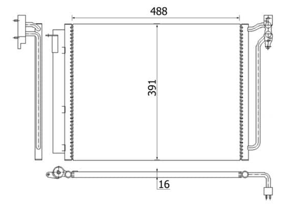 A/C condensator (met droger) past: BMW X5 (E53) 3.0-4.8 01.00-12.06