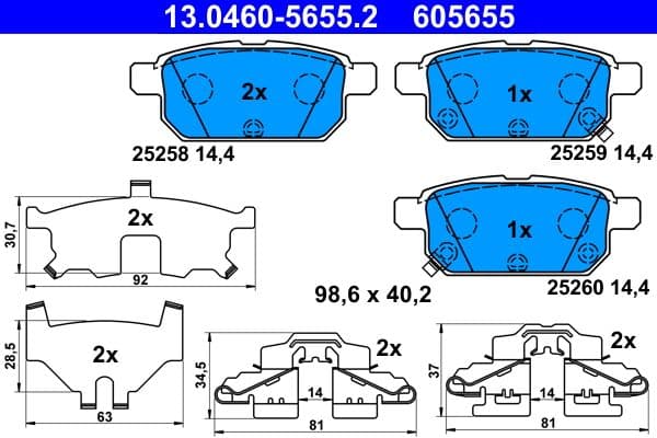 Remblokken set Achter , past: SUZUKI S-CROSS, SWIFT IV, SWIFT V, SX4 S-CROSS, VITARA 1.0-1.6D 10.10-