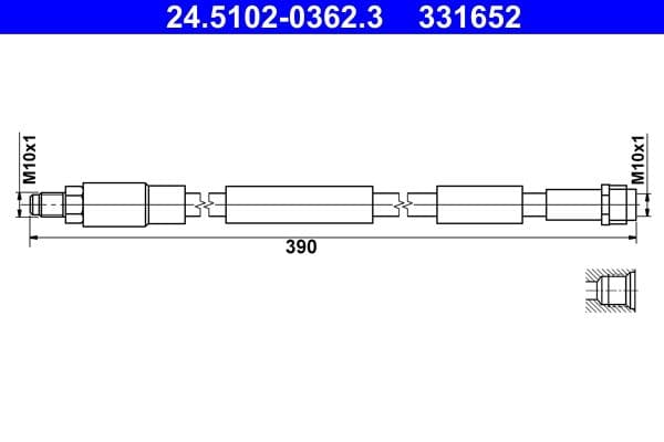 Remleiding/slang Voor Links/Rechts (lengte 390mm, M10x1) past: MERCEDES C (A205), C (C205), C T-MODEL (S205), C (W205), CLS (C257), E (A238), E (C238), E T-MODEL (S213), E (W213) 1.5-3.0D 12.13-