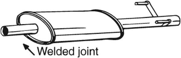 Middendemper uitlaatsysteem past: MERCEDES SPRINTER 2-T (B901, B902), SPRINTER 3-T (B903), SPRINTER 4-T (B904) 2.3D 01.95-05.06