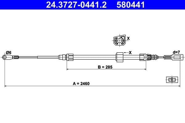 Handremkabel Voor Links/Rechts (2460mm) past: MERCEDES SPRINTER 2-T (B901, B902), SPRINTER 3,5-T (B909), SPRINTER 3-T (B903), SPRINTER 4,6-T (B909), SPRINTER 4-T (B904) 2.1D-2.9D 01.95-
