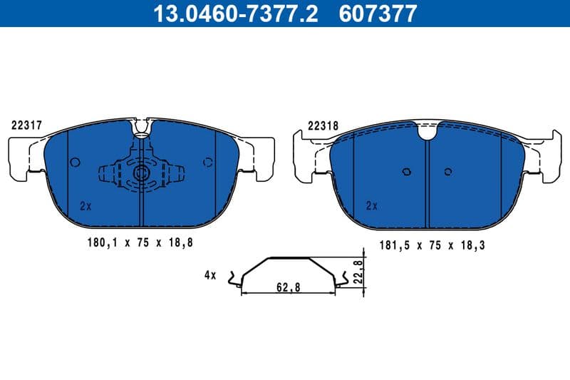 Remblokken set Voor , past: VOLVO C40, EX40, S60 III, S90 II, V60 II, V90 II, XC40, XC60 II, XC90 II 1.5-Electric 09.14-