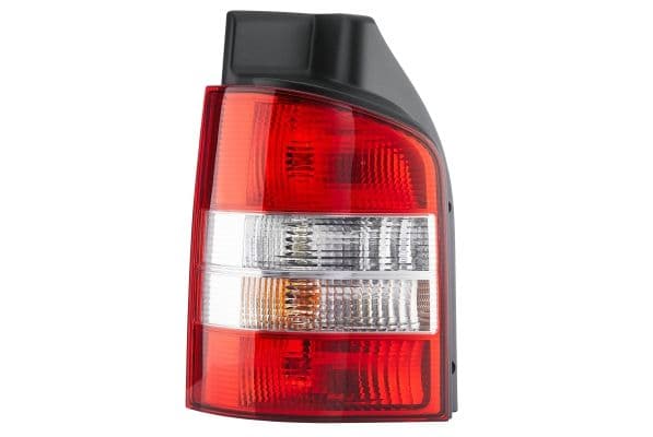 Achterlicht Links (P21/4W/P21W, kleur indicator wit, kleur van het glas red/transparant, anti-fog licht, achteruitrijlicht, versie met achterflap) past: VW TRANSPORTER T5 04.03-04.15