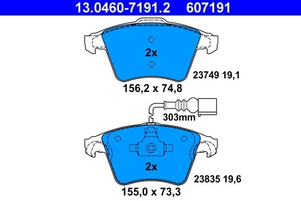 Remblokken set Voor , past: VW TOUAREG 2.5D-6.0 10.02-05.10